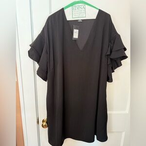 Women’s City Chic Shift Dress Double Frill Black Ruffles Formal Holiday Party 18